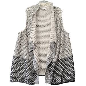 Croft Barrow Black Woven Sweater Cardigan Open Classic Sleeveless Womens Size L